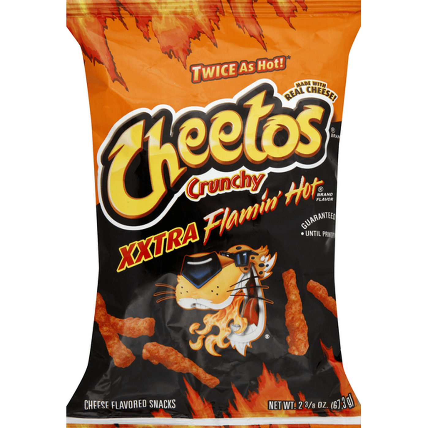 Cheetos Cheese Snacks Crunchy Xxtra Flamin Hot Flavored 2 375 Oz