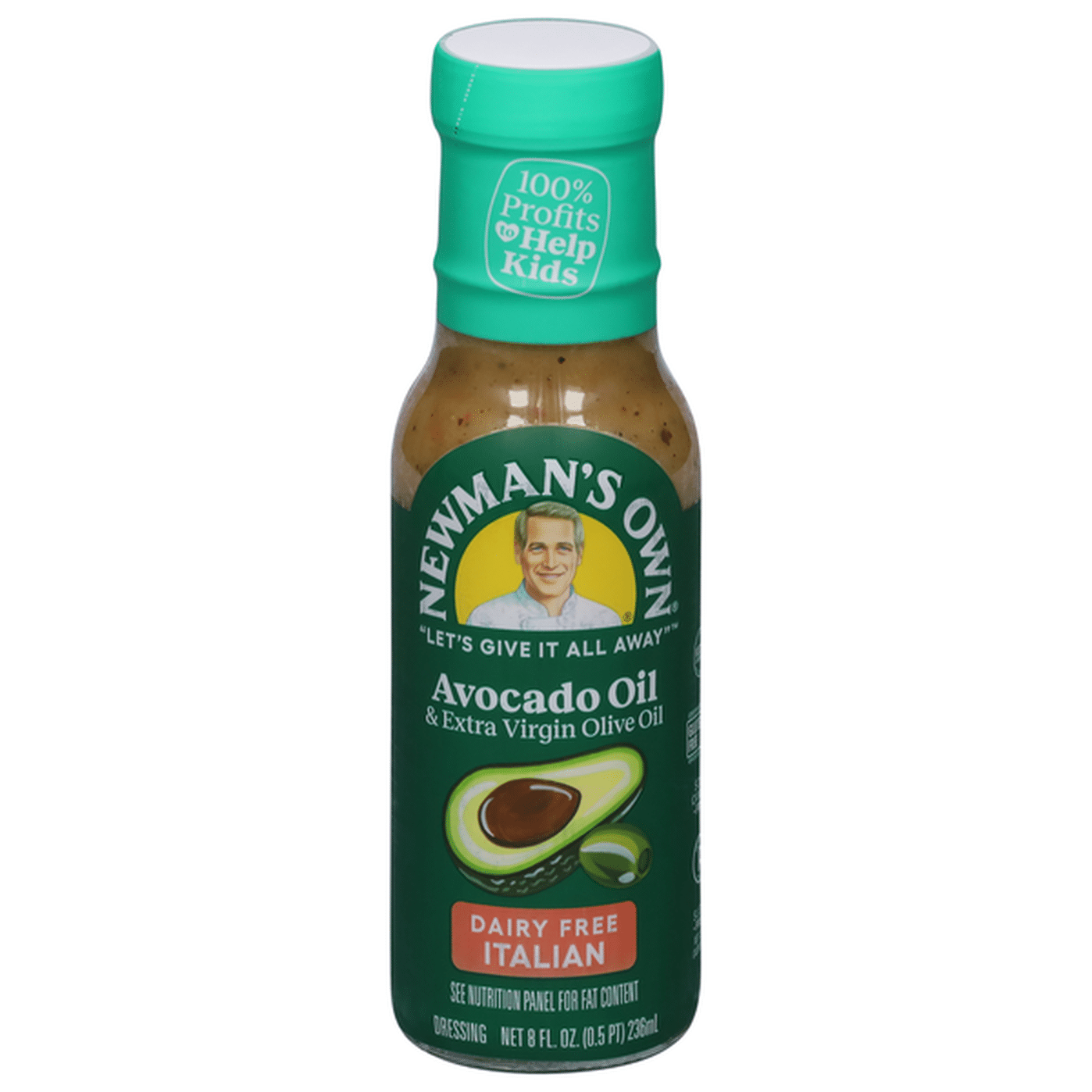 Newman's Own Dressing, Dairy Free, Italian, Avocado Oil & Extra Virgin ...