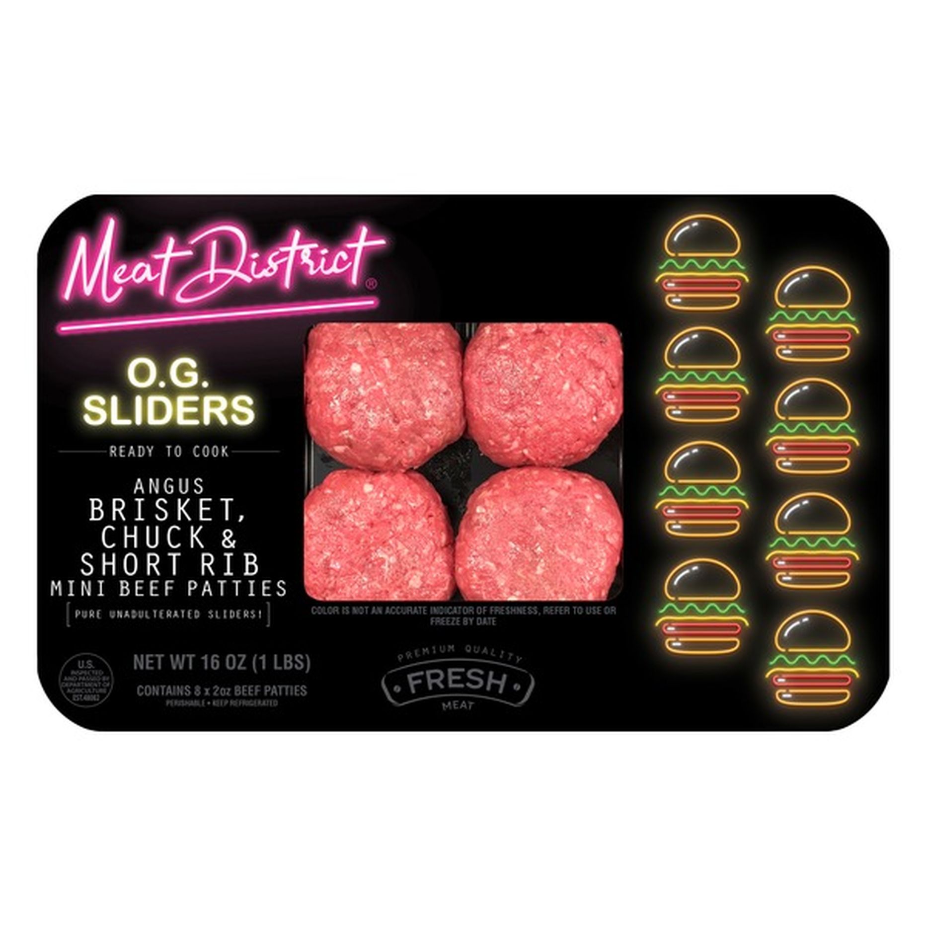 Meat District O.G. Sliders Angus Brisket Chuck & Short Rib Mini Beef Patties (16 oz) Delivery or