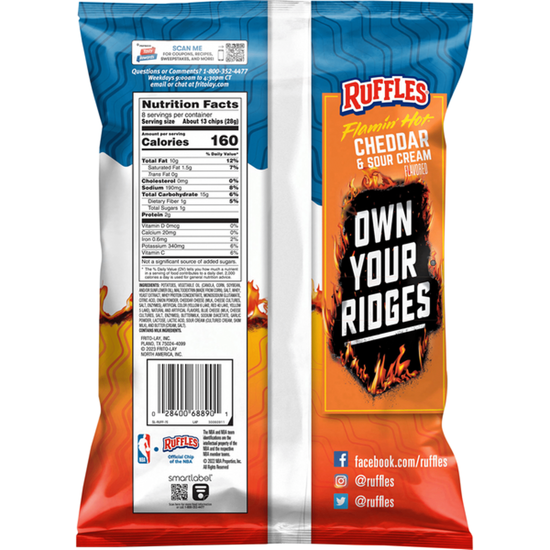 Ruffles Potato Chips, Flamin' Hot Cheddar & Sour Cream Flavored (8 oz)  Delivery or Pickup Near Me - Instacart