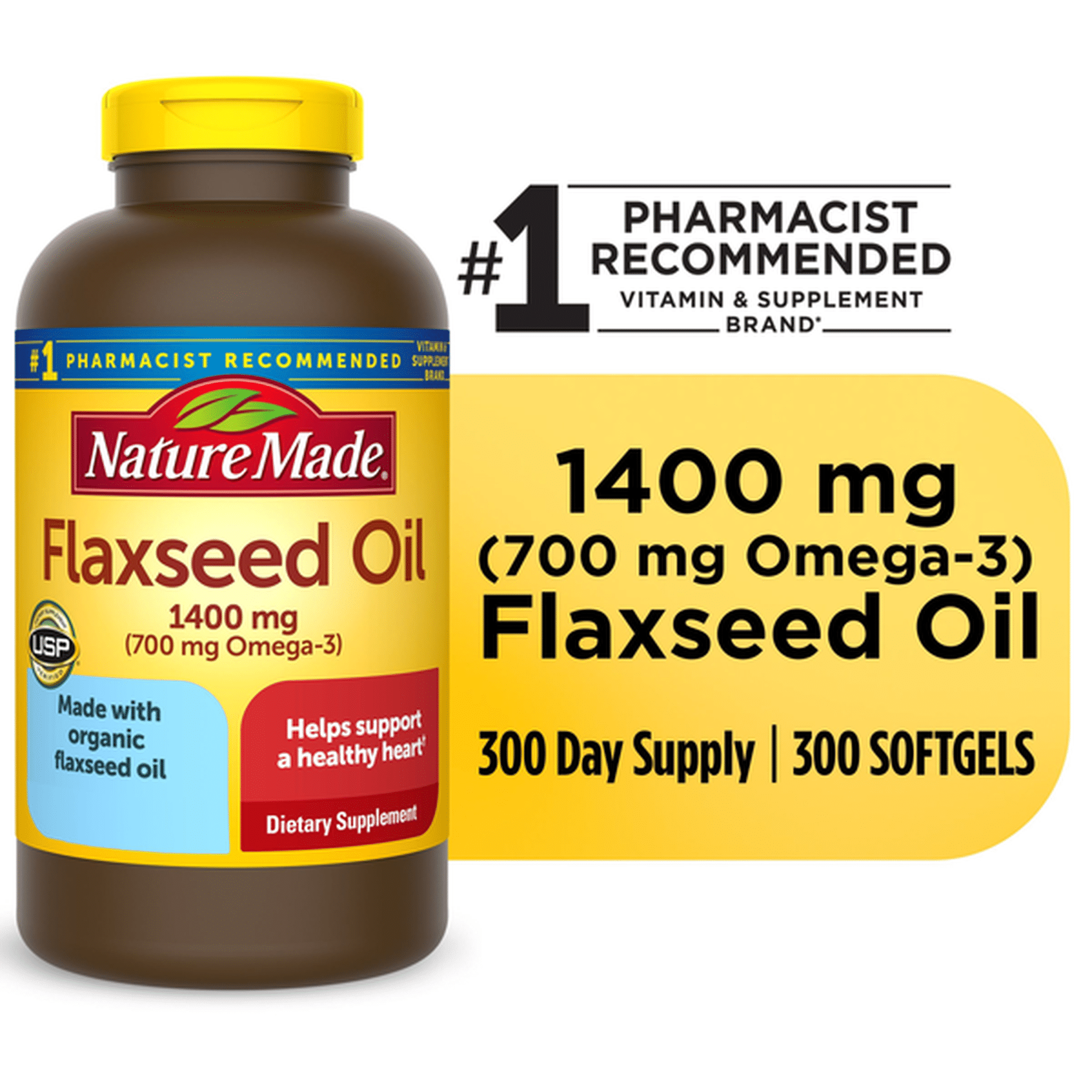 Nature Made Flaxseed Oil 1400 mg Softgels (300 ct) Delivery or 