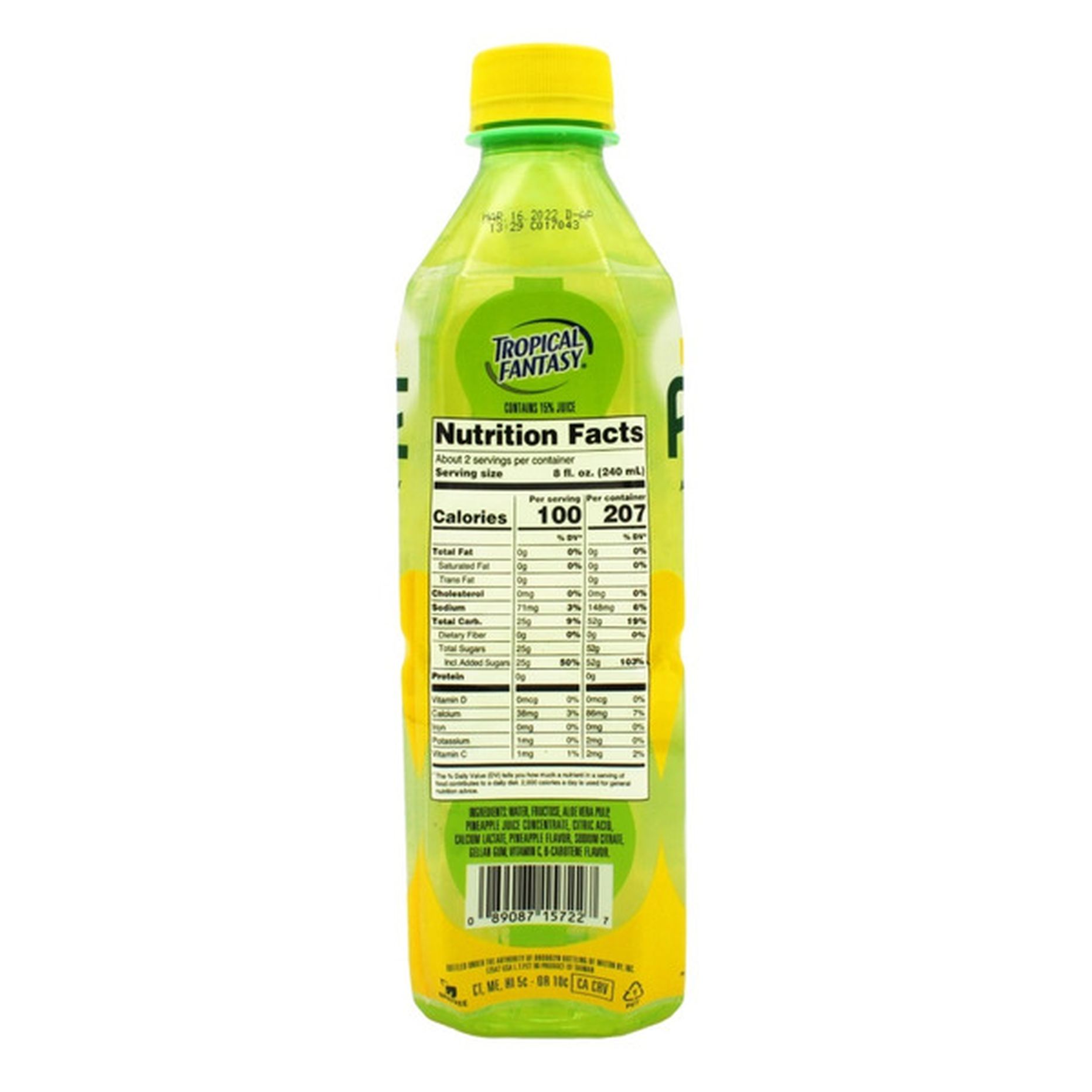 Tropical Fantasy Aloe Vera Drink With Pure Aloe Pulp, Pineapple (16.9 ...