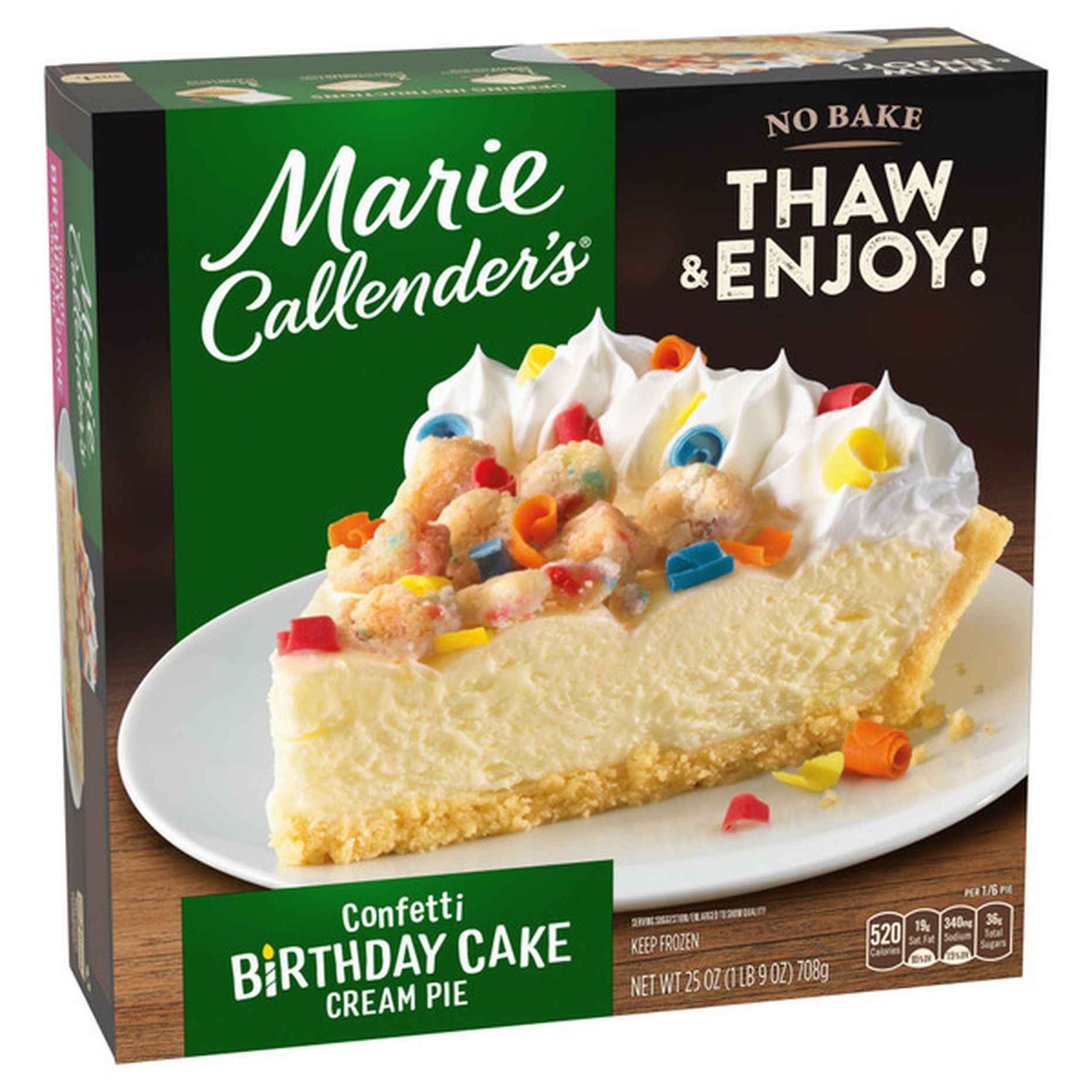 Marie Callender's Confetti Birthday Cake Cream Pie Frozen Dessert (25