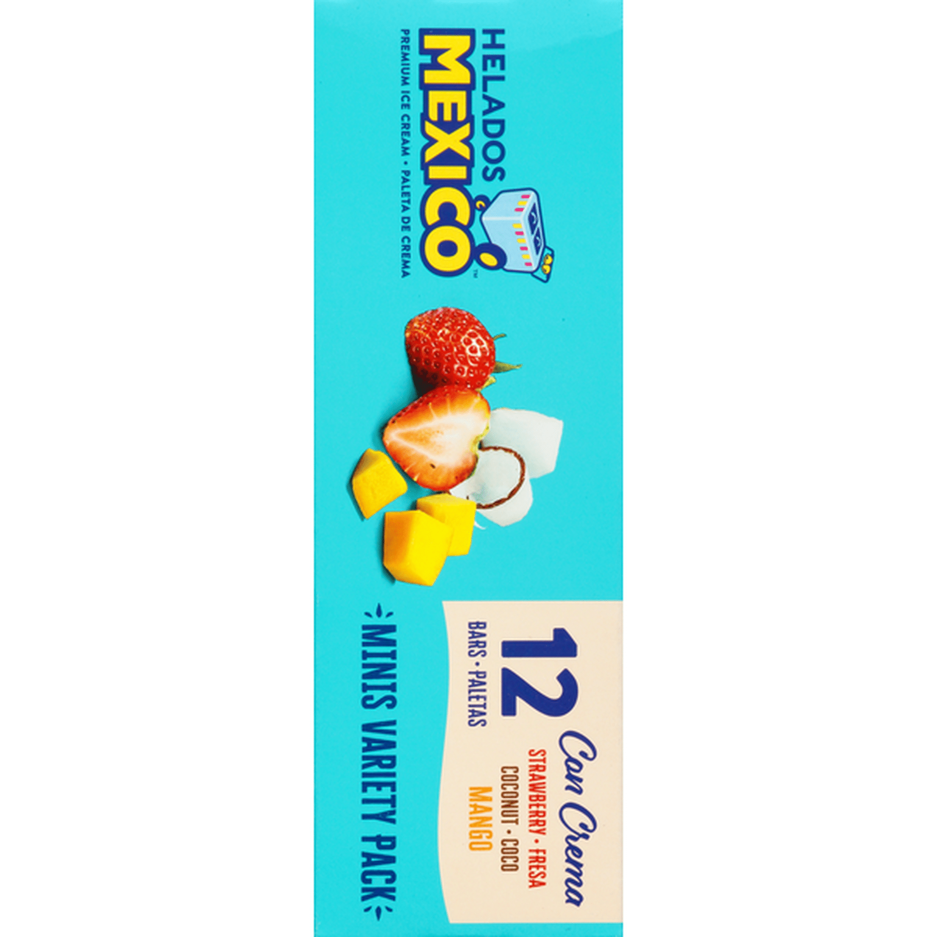 Helados Mexico Ice Cream Bars Premium Minis Strawberrycoconutmango Variety Pack 12 Each 2156