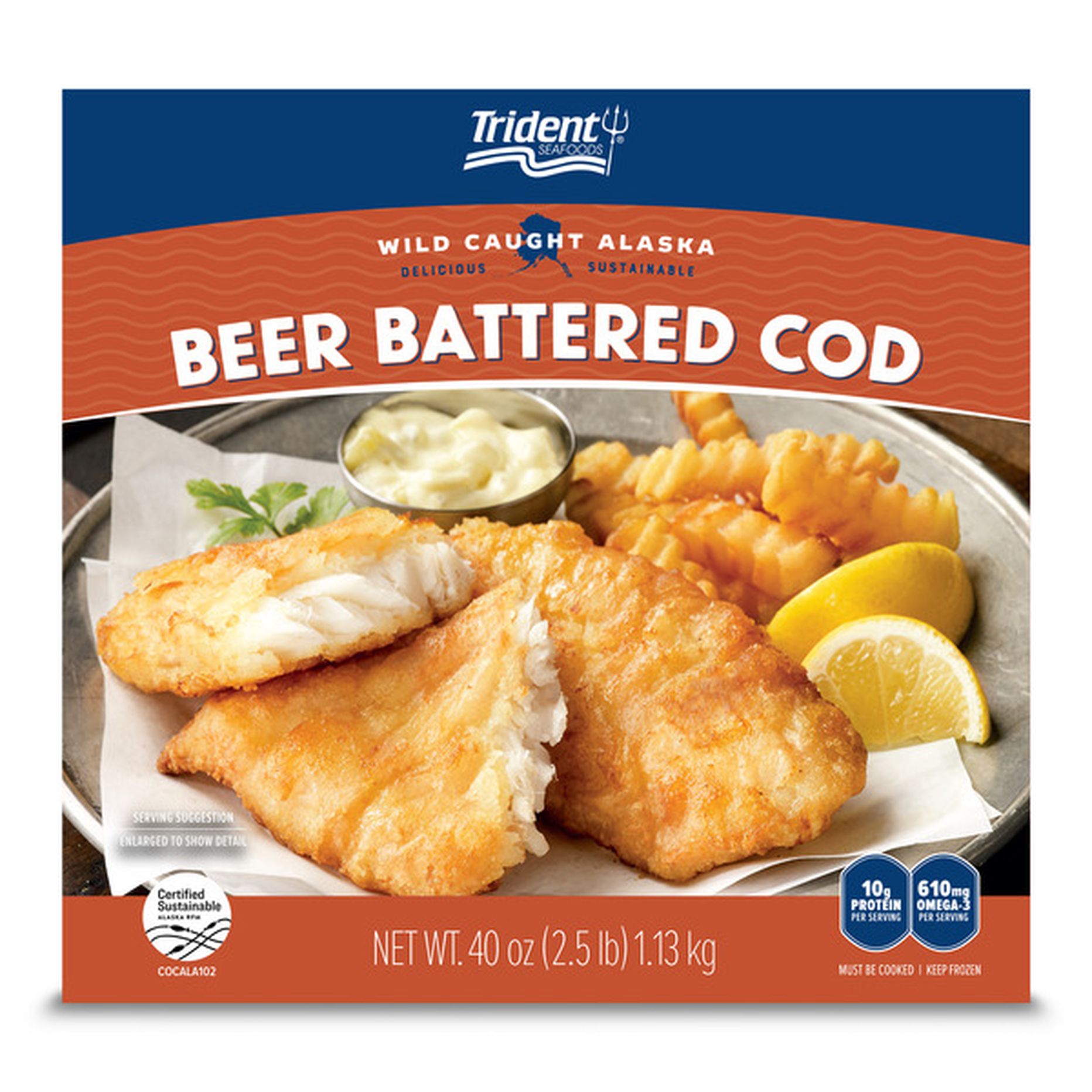 Trident Seafoods Beer Battered Wild Alaskan Cod (40 oz) Delivery 