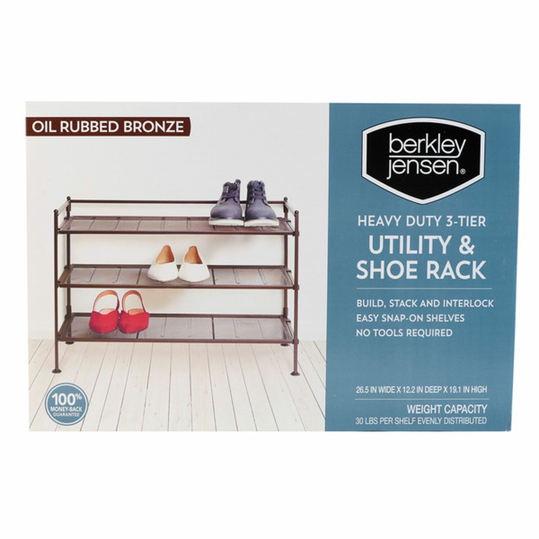 Berkley Jensen 24 inch Wide 3 Shelf 3 Basket Storage Rack outlet