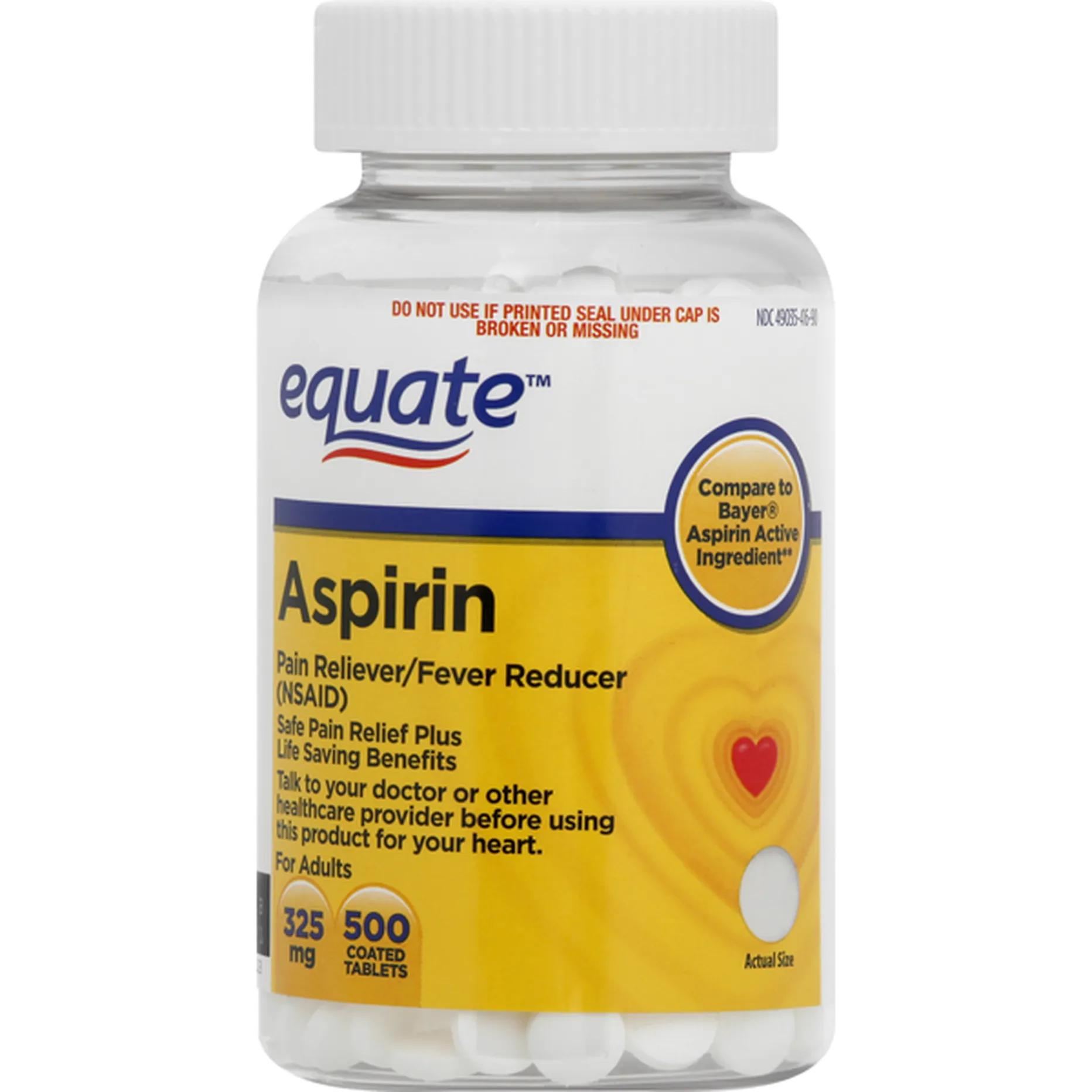 Equate Aspirin, 325 mg, Adults, Coated Tablets (500 each) Delivery or