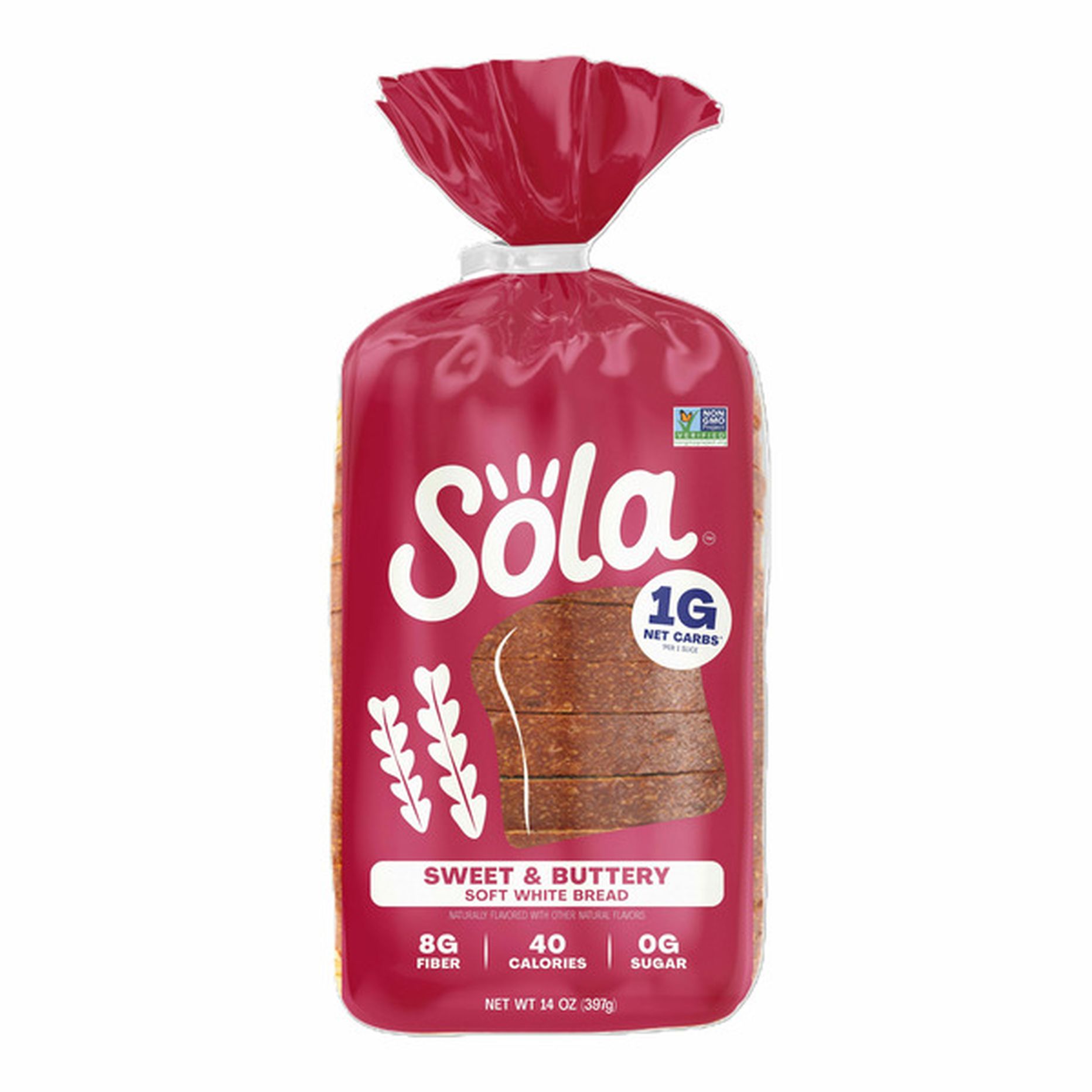 SOLA Sweet & Buttery Soft White Bread, Non GMO, No Added Sugar 20 ...