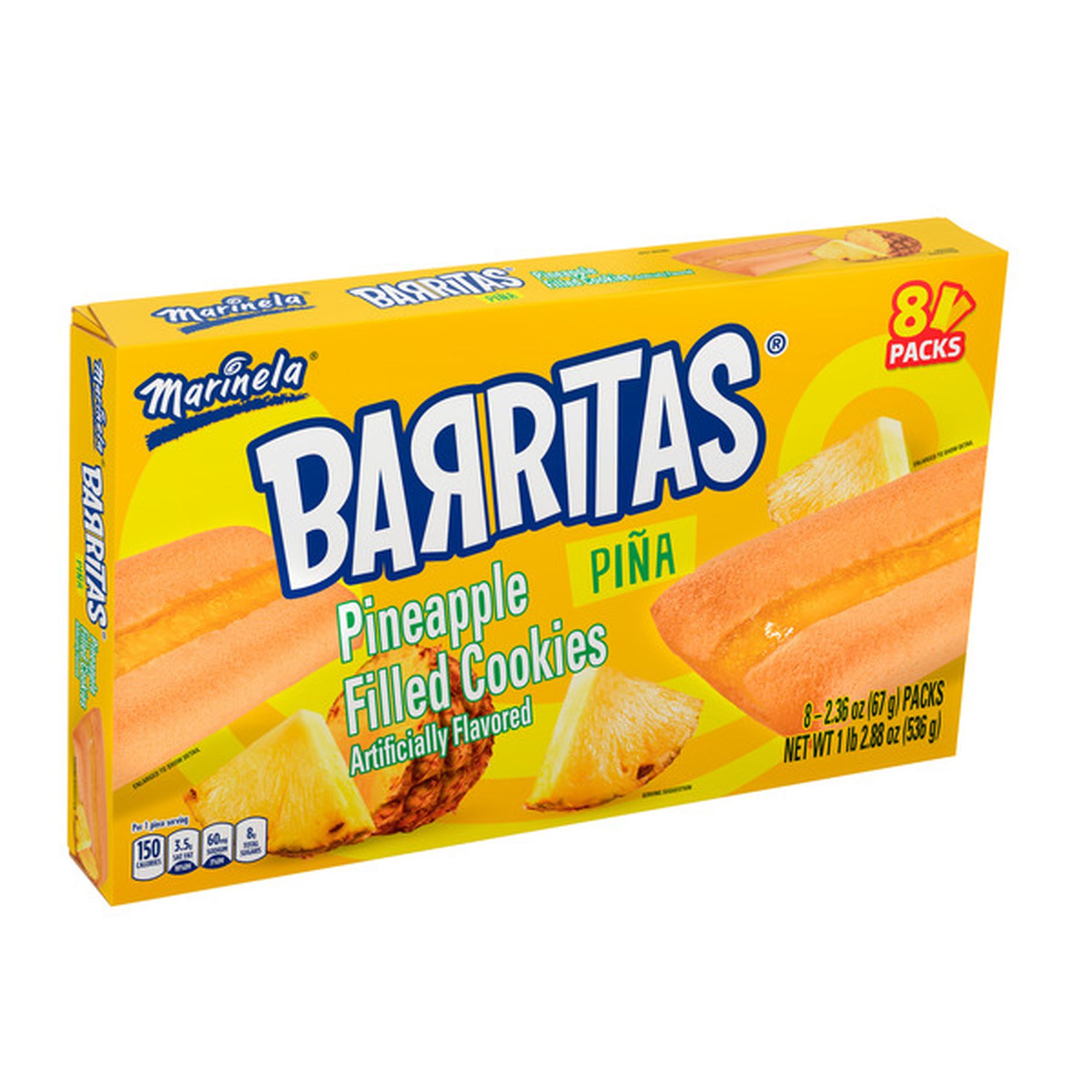 Bimbo Barritas Piña Pineapple Soft Filled Cookie Bar (18.06 oz ...