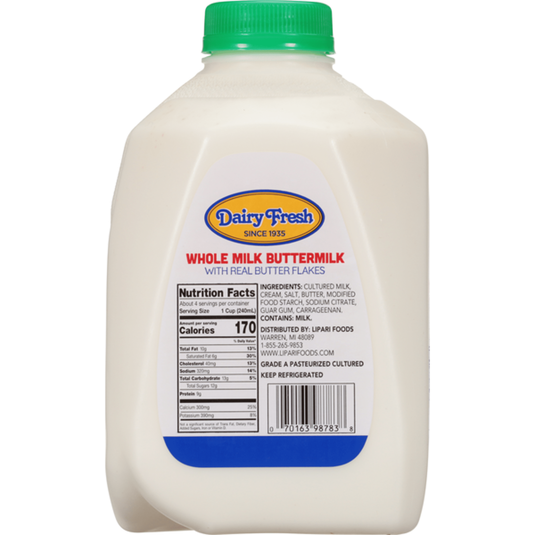 Dairy Fresh Buttermilk, with Real Butter Flakes, Whole Milk (1 qt ...