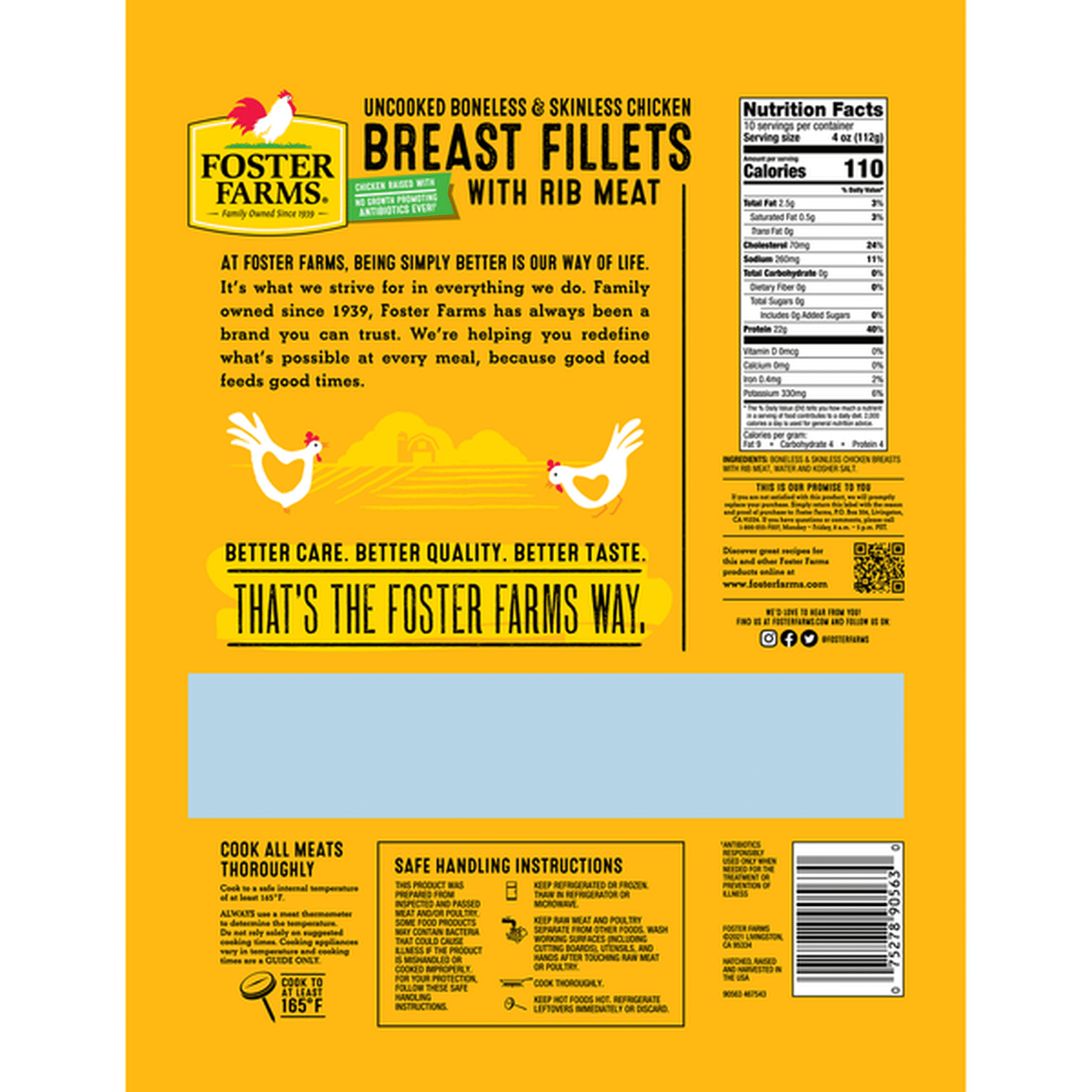 Foster Farms 100% All Natural Boneless Skinless Chicken Breast Fillets ...