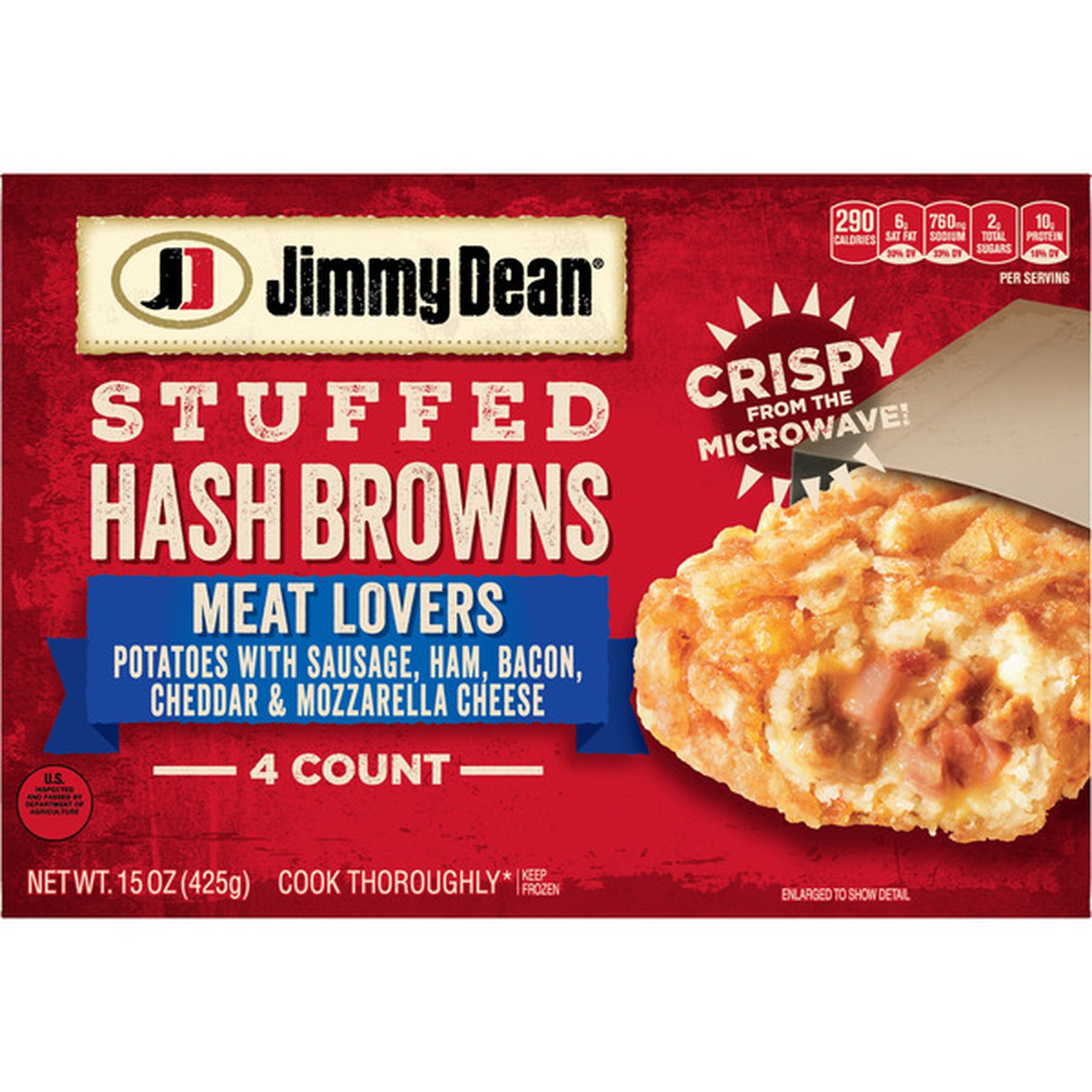 Jimmy Dean Meat Lovers Stuffed Hash Browns Frozen Breakfast (4 Ct 