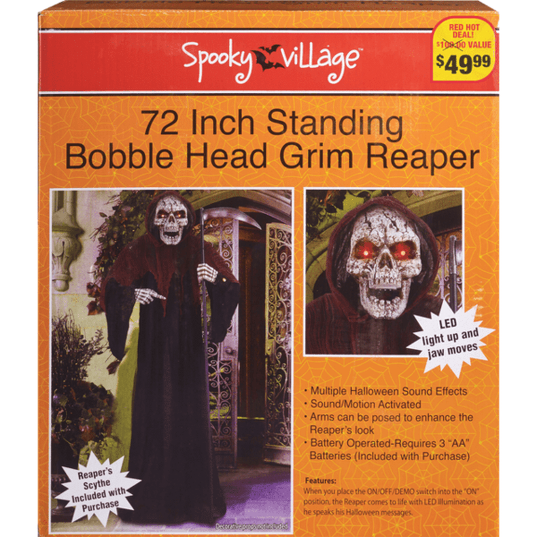 Spooky Village Animated 6ft Bobble Head shops Grim Reaper