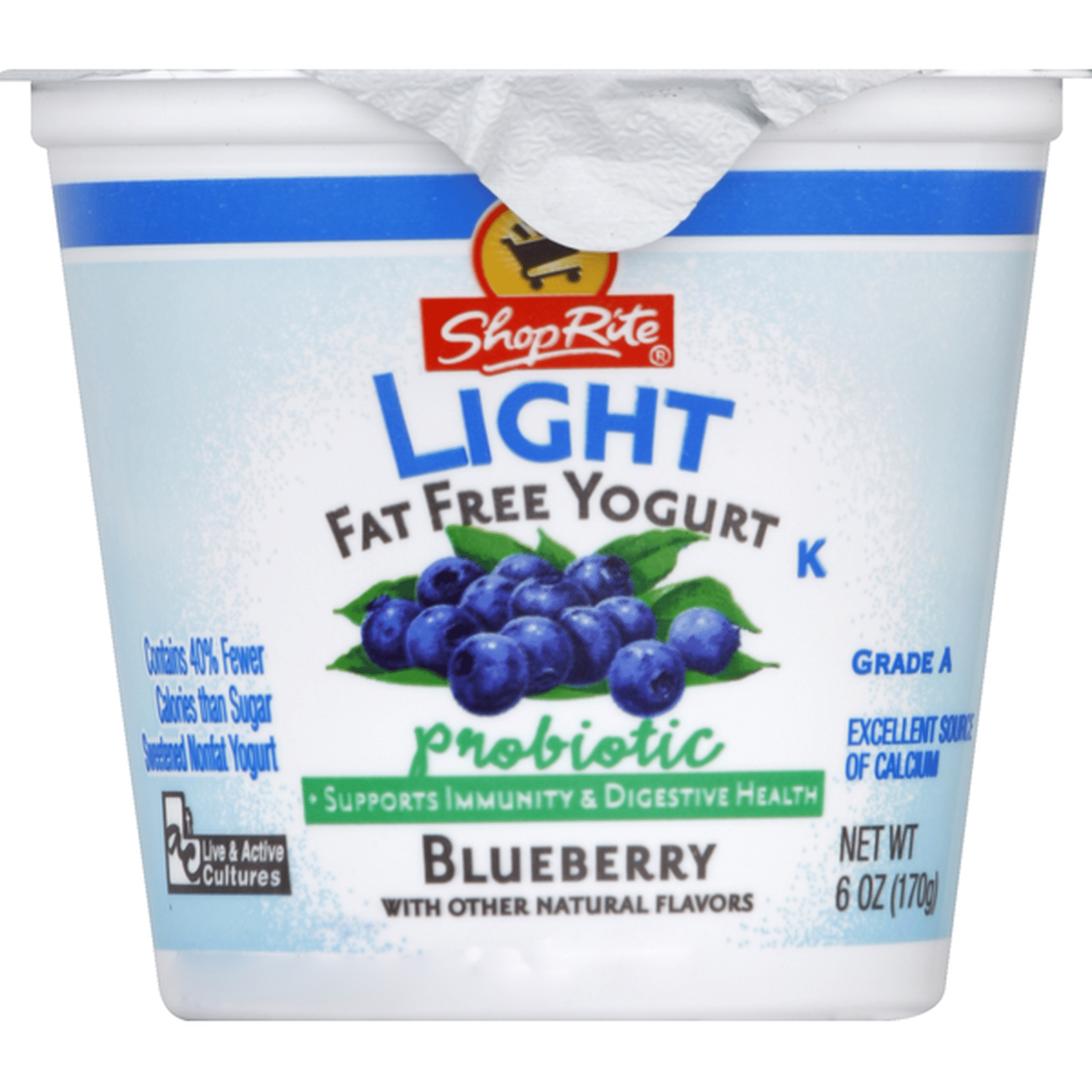 ShopRite Yogurt, Fat Free, Light, Blueberry (6 oz) Delivery or Pickup ...