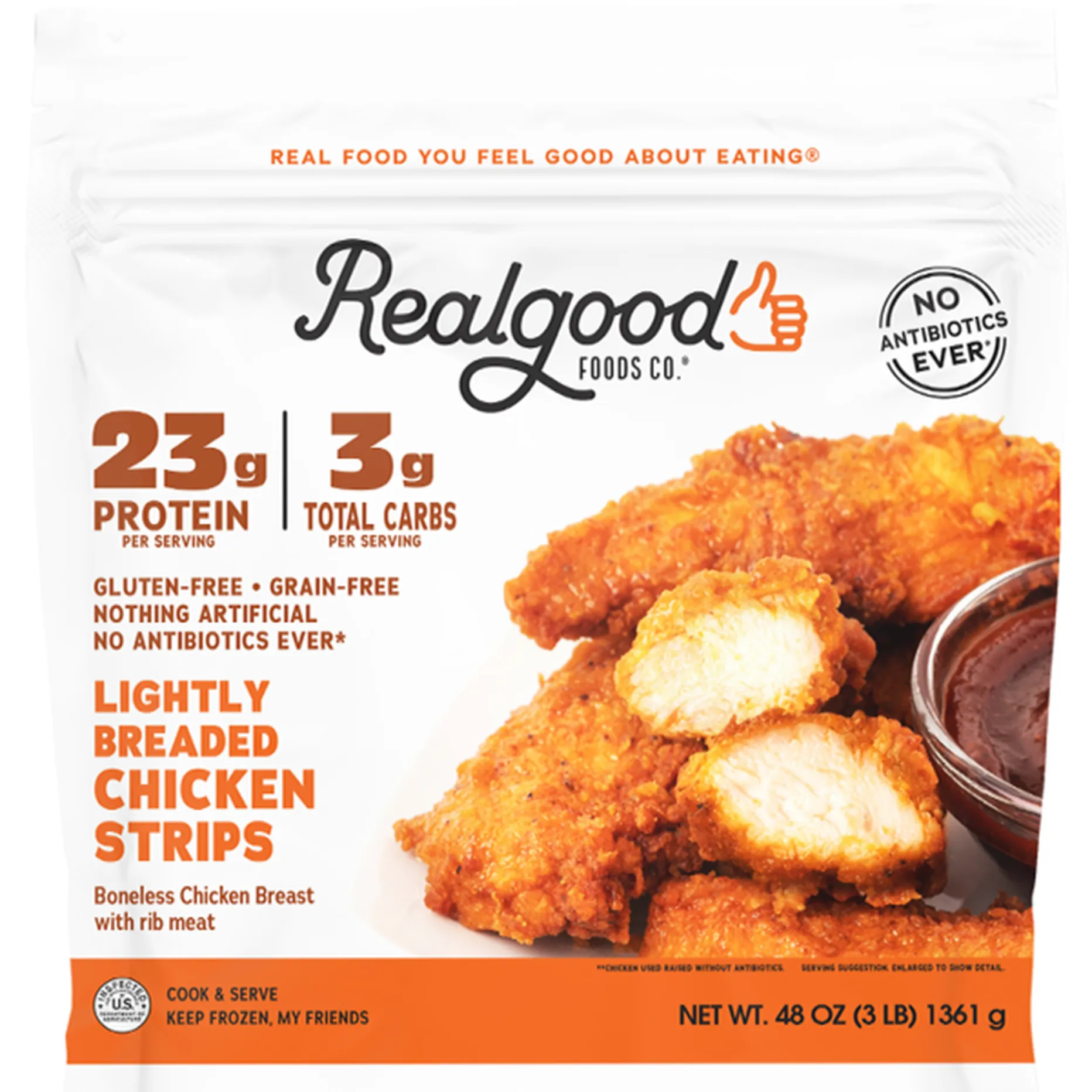 Real Good Foods Lightly Breaded Chicken Strips (3 lb) Delivery or Pickup  Near Me - Instacart