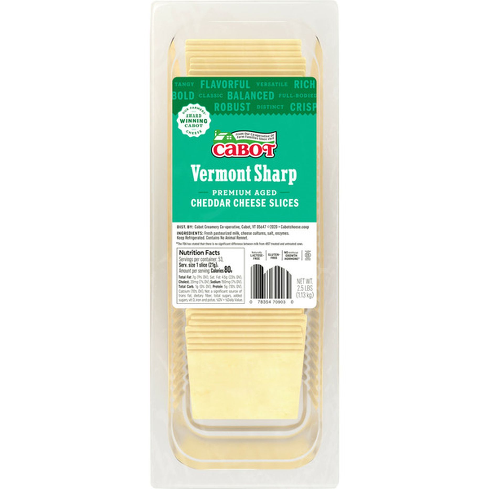 Cabot Sharp White Cheddar Slice Tray (2.5 lb) Delivery or Pickup Near ...