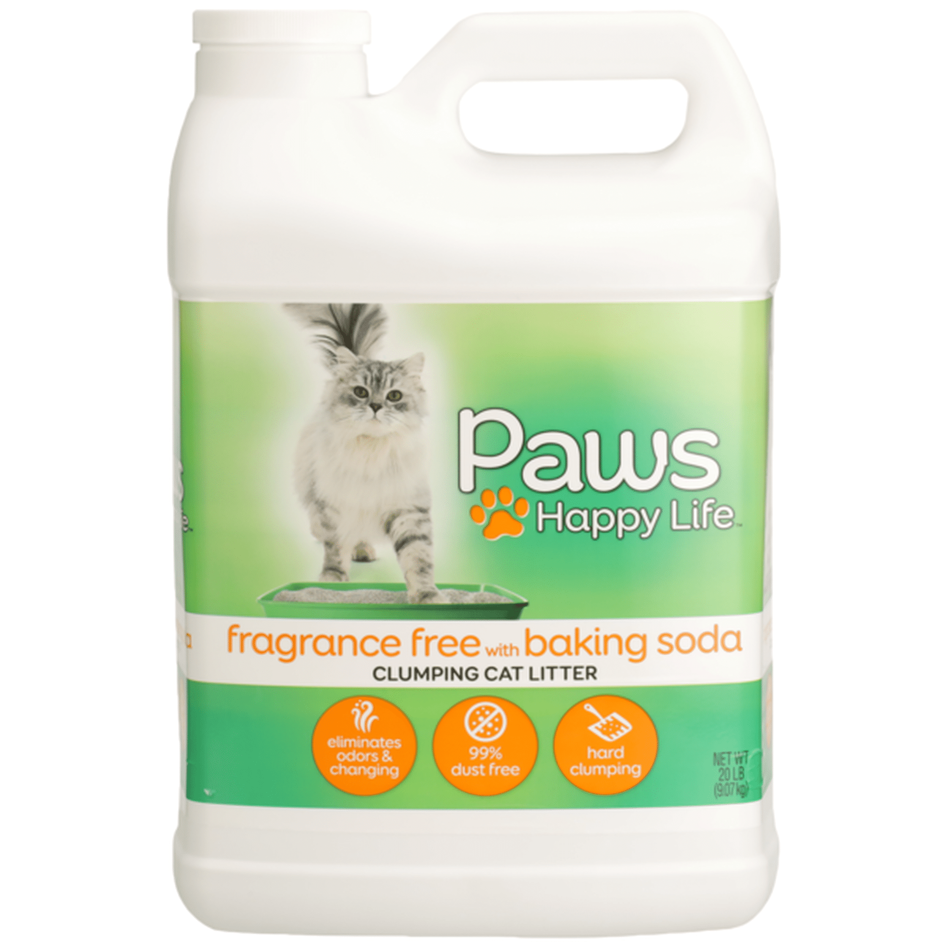 Paws Happy Life Clumping Cat Litter, Fragrance Free With Baking Soda 