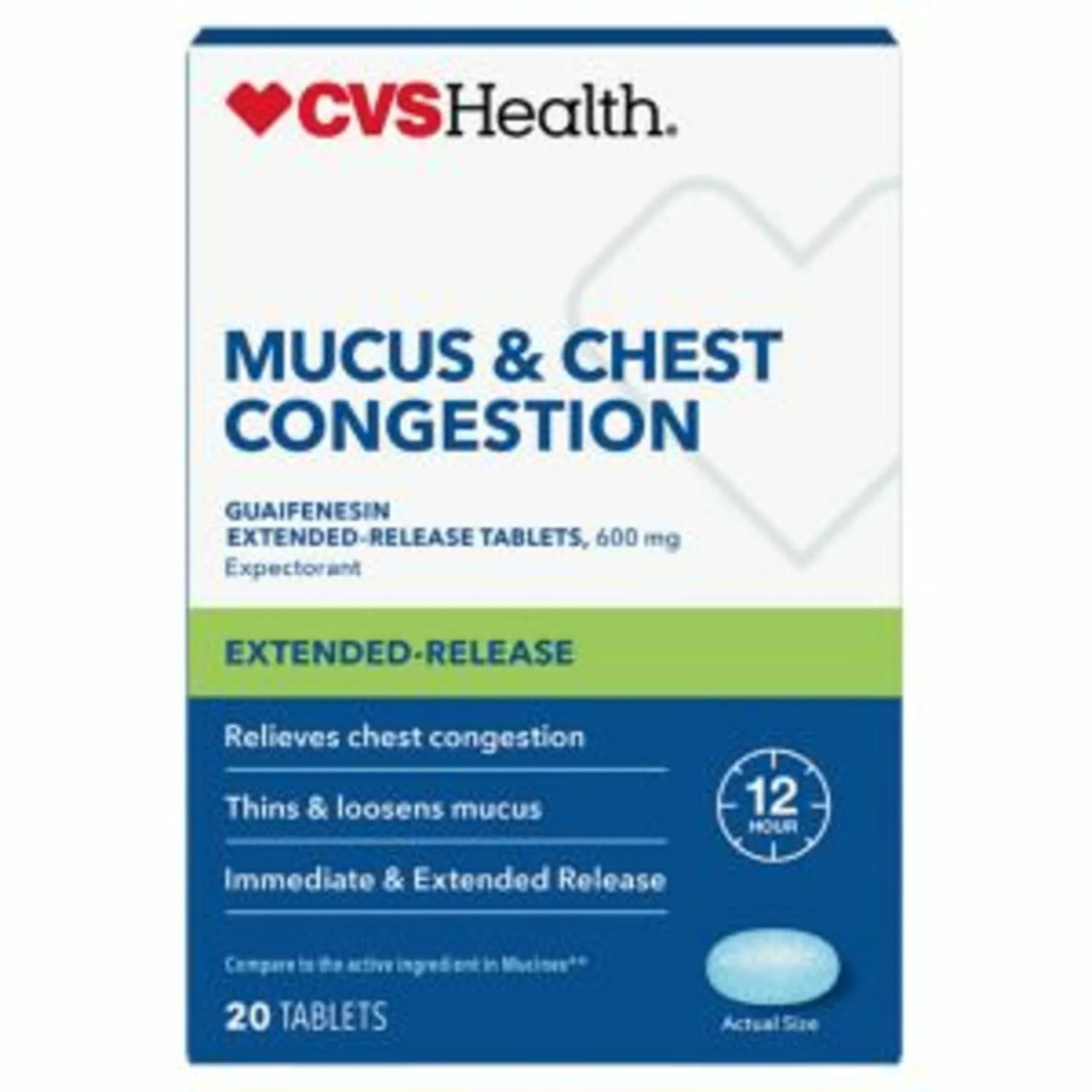 Cvs Health Mucus & Chest Congestion Guaifenesin 600 Mg Expectorant 