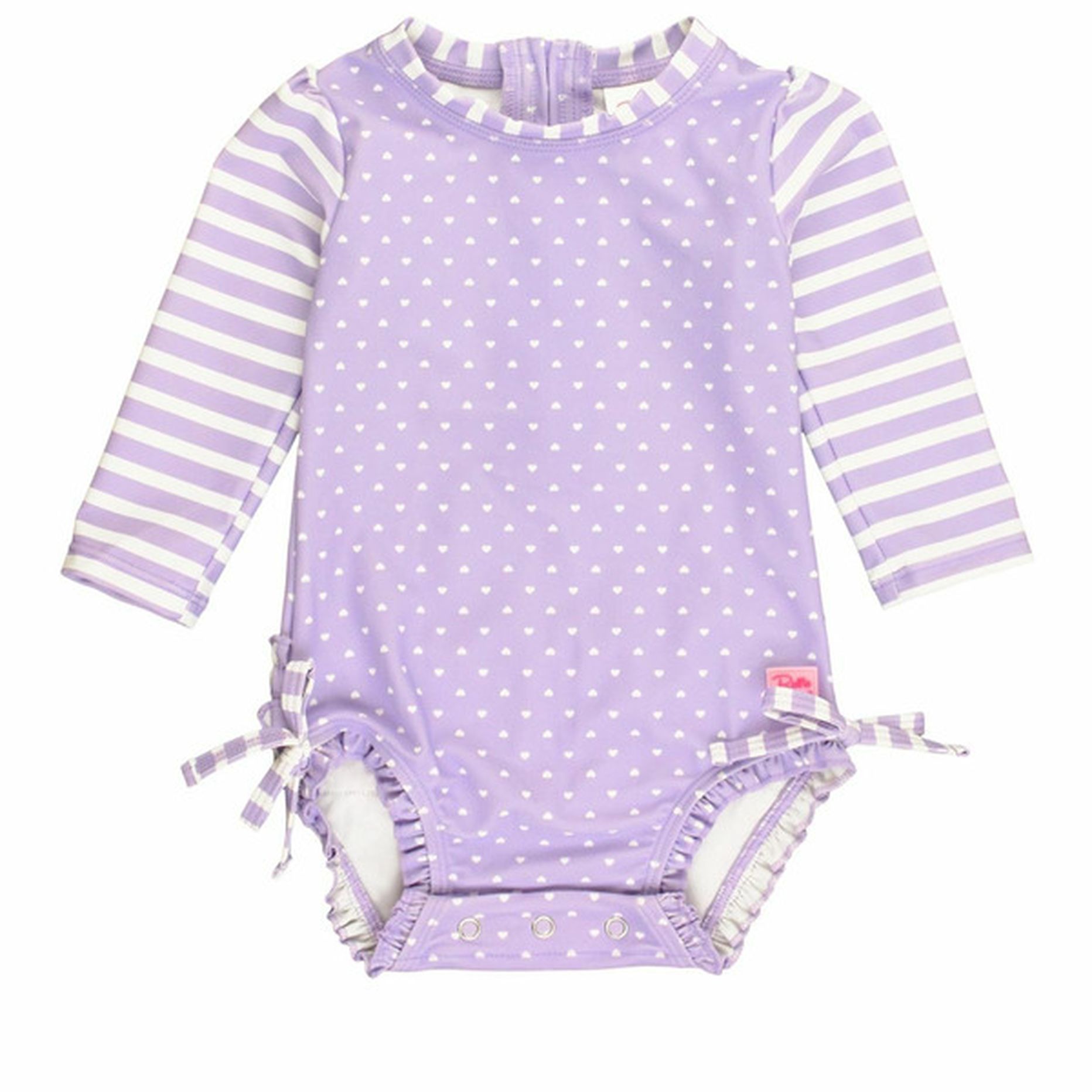 RuffleButts Baby Girls' Heart Polka Long Sleeve Rash Guard, Size 0-3M ...