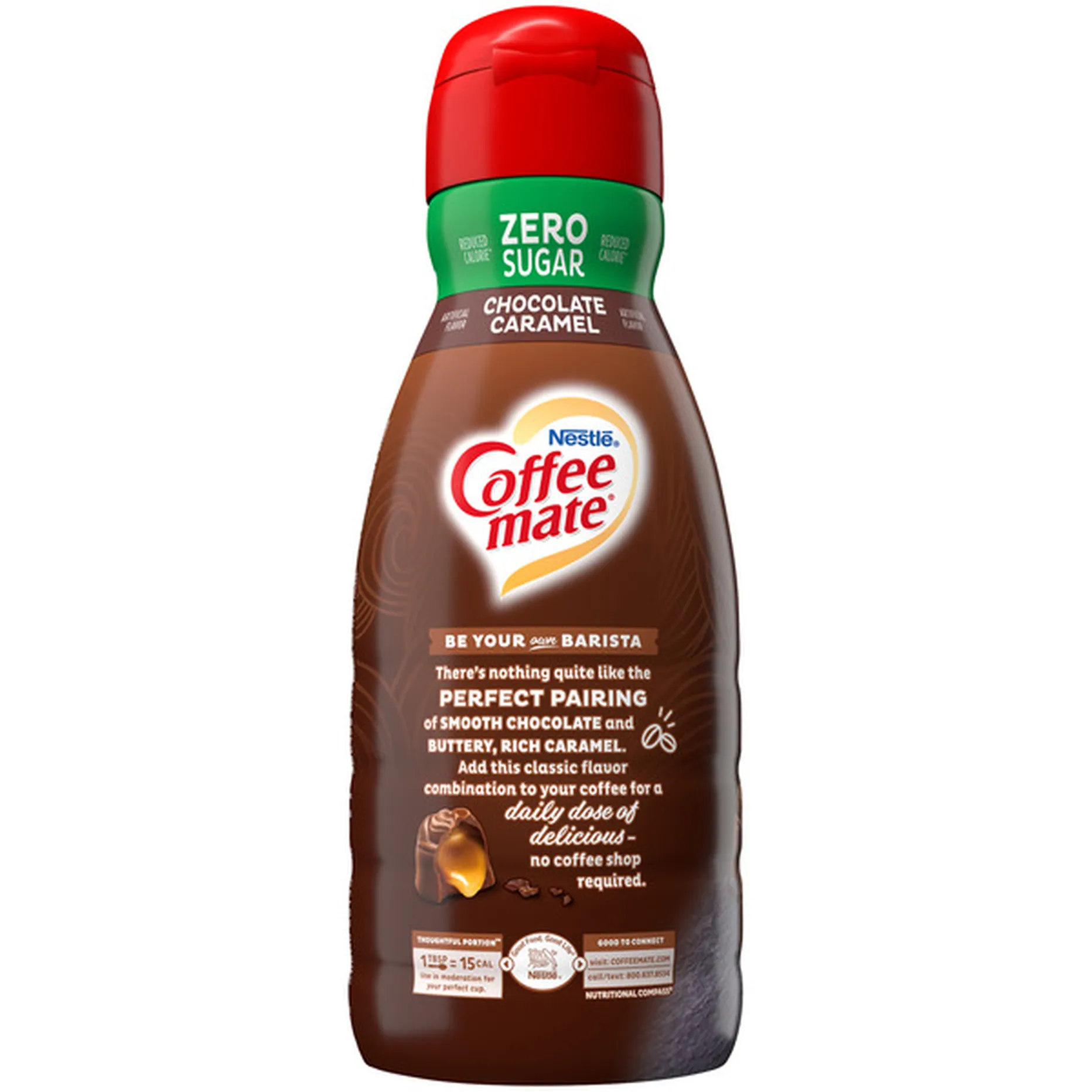 Coffee Mate Zero Sugar Chocolate Caramel Liquid Coffee Creamer 32 Oz 