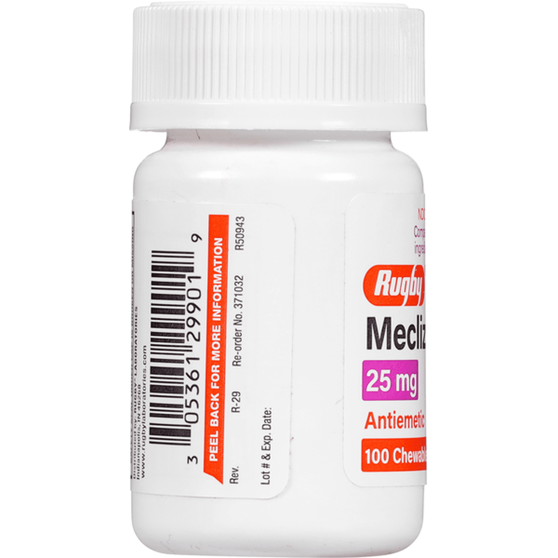 Rugby Meclizine, 25 mg, Chewable Tablets (100 each) Delivery or Pickup ...