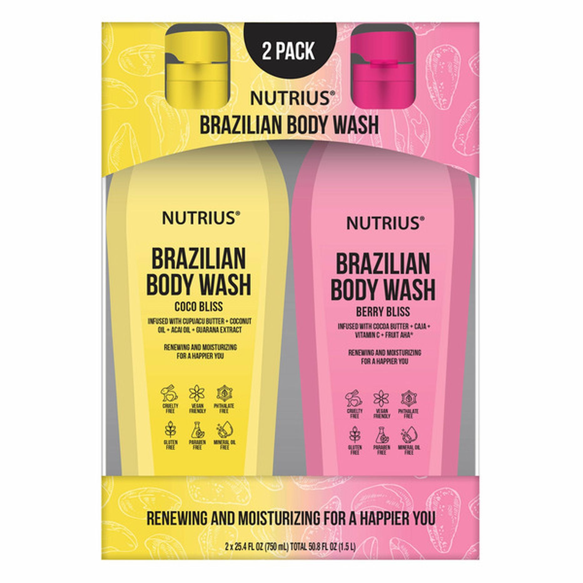 Nutrius Coco Bliss & Berry Bliss Brazilian Body Wash (25.4 fl oz) Delivery  or Pickup Near Me - Instacart