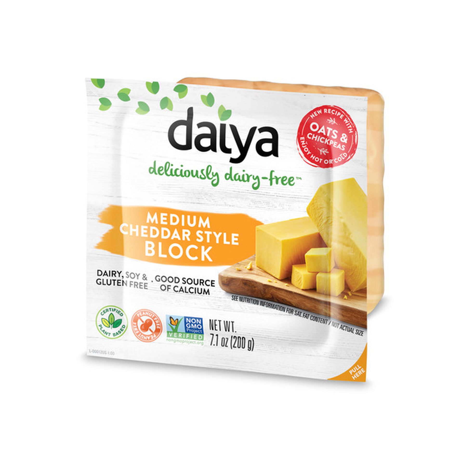 Daiya Dairy Free Medium Cheddar Style Vegan Cheese Block (7.1 Oz ...