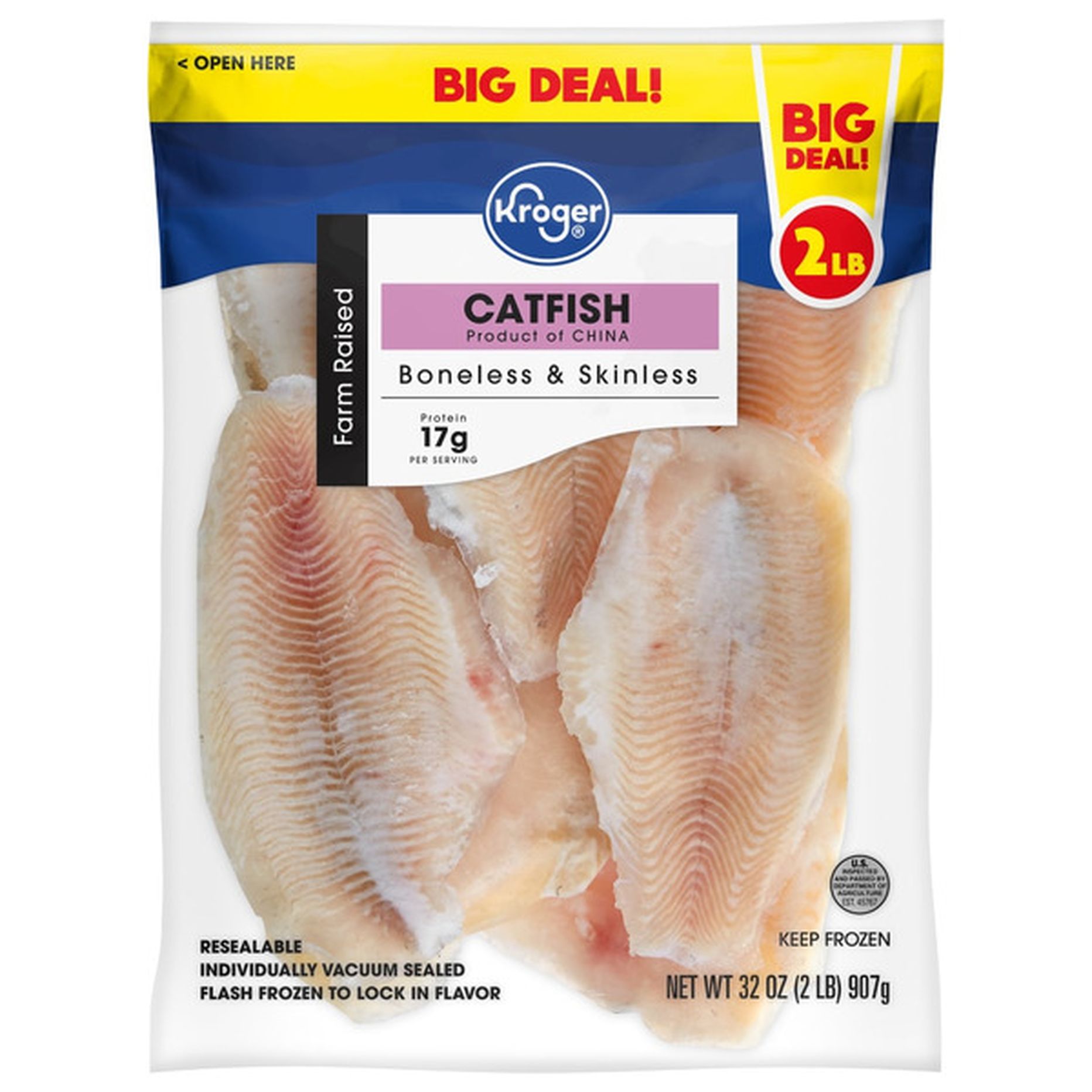 Kroger Family Size Boneless &amp; Skinless Catfish Fillets (2 lb 