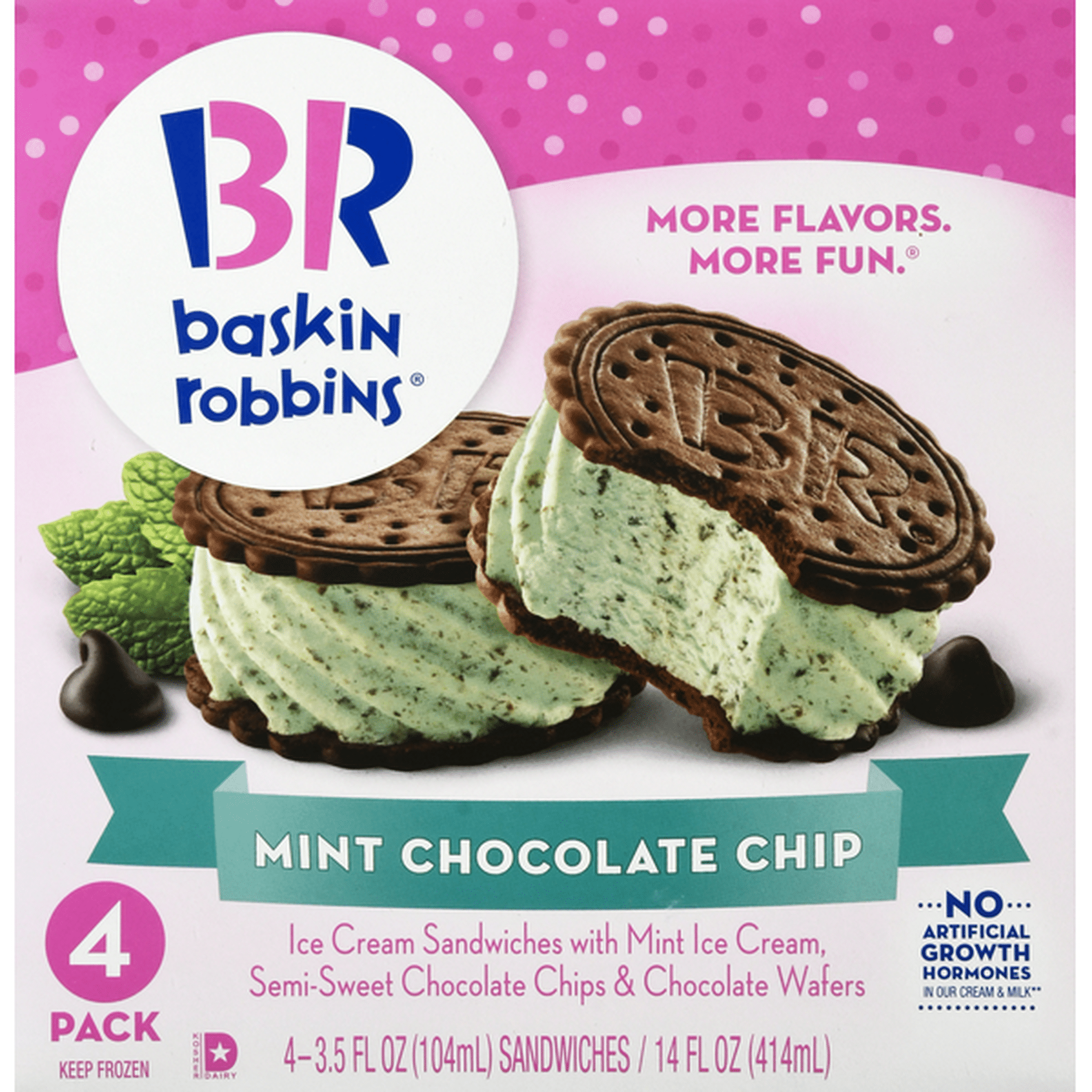 Baskin Robbins Ice Cream Sandwiches Mint Chocolate Chip Pack Fl Oz Delivery Or Pickup