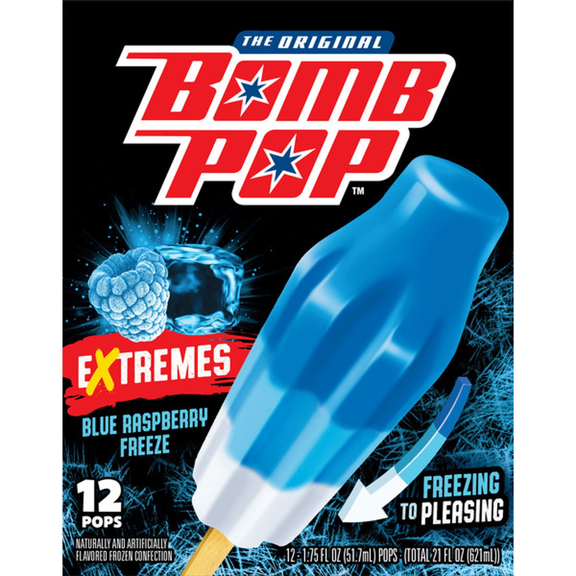 Bomb Pop Extremes Blue Raspberry Freeze Ice Pops (1.75 fl oz) Delivery ...