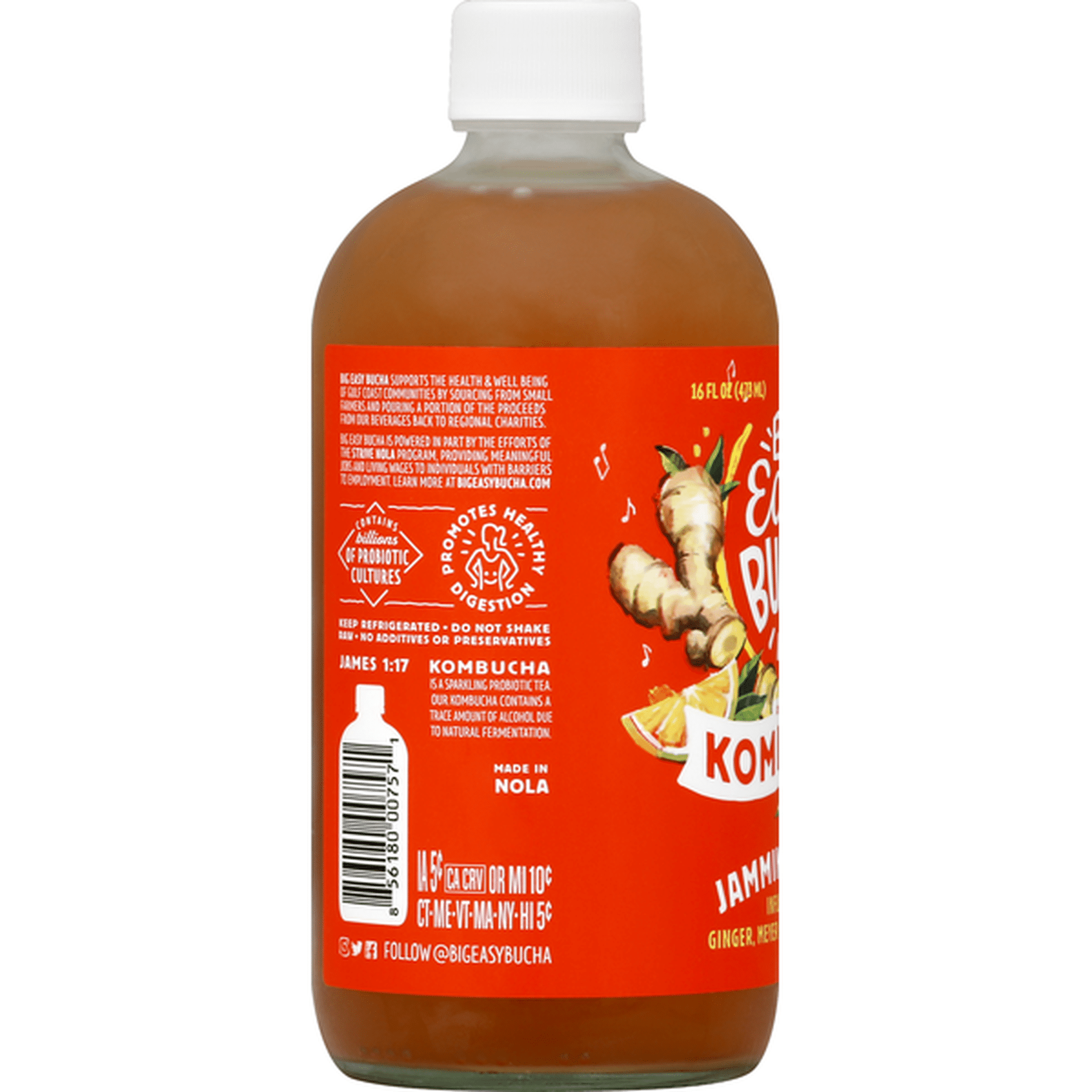 Big Easy Bucha Kombucha, Organic, Jammin' Ginger (16 fl oz) Delivery or