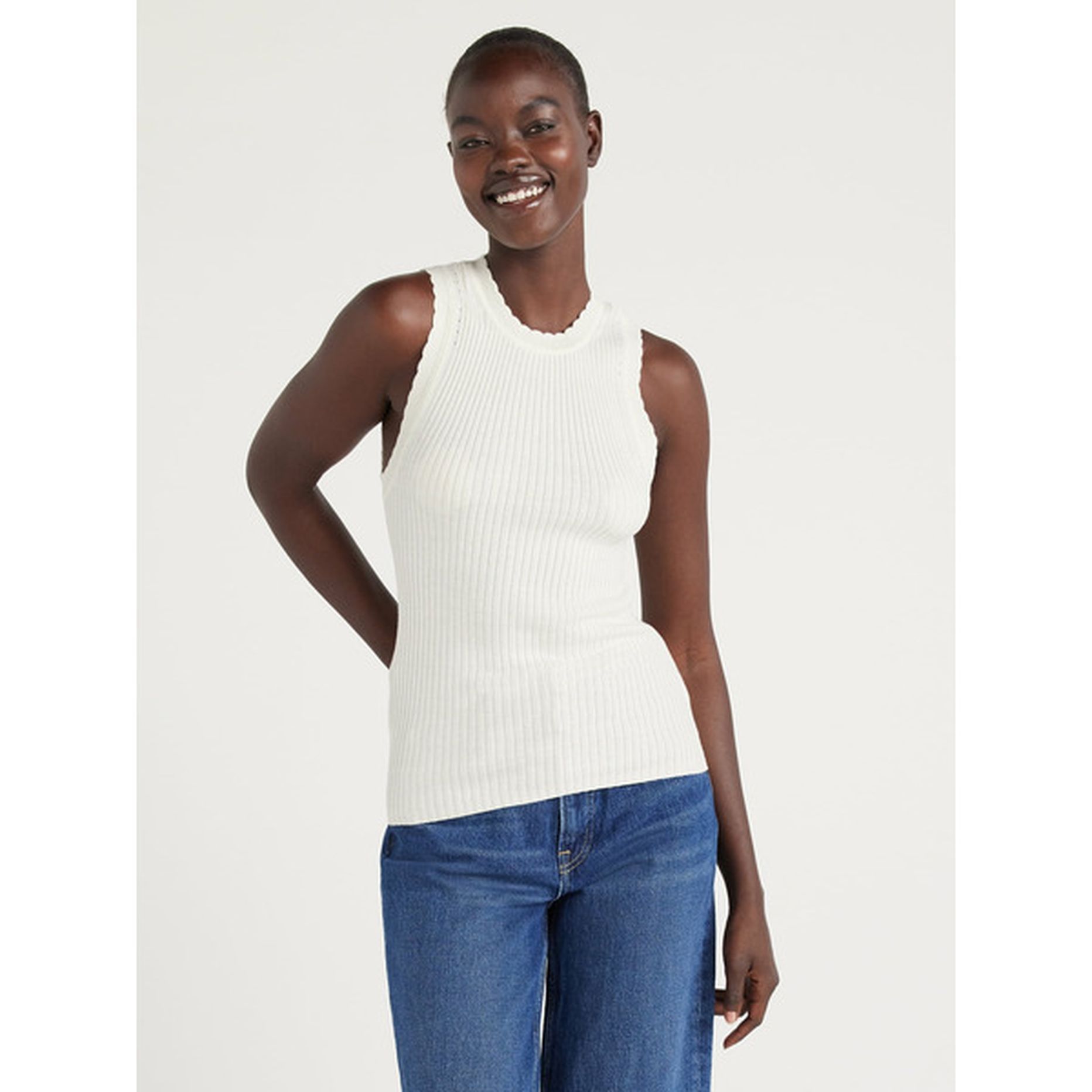 Free Assembly Women's Scallop Trim Sleeveless Sweater, XS-XXL (1 each ...