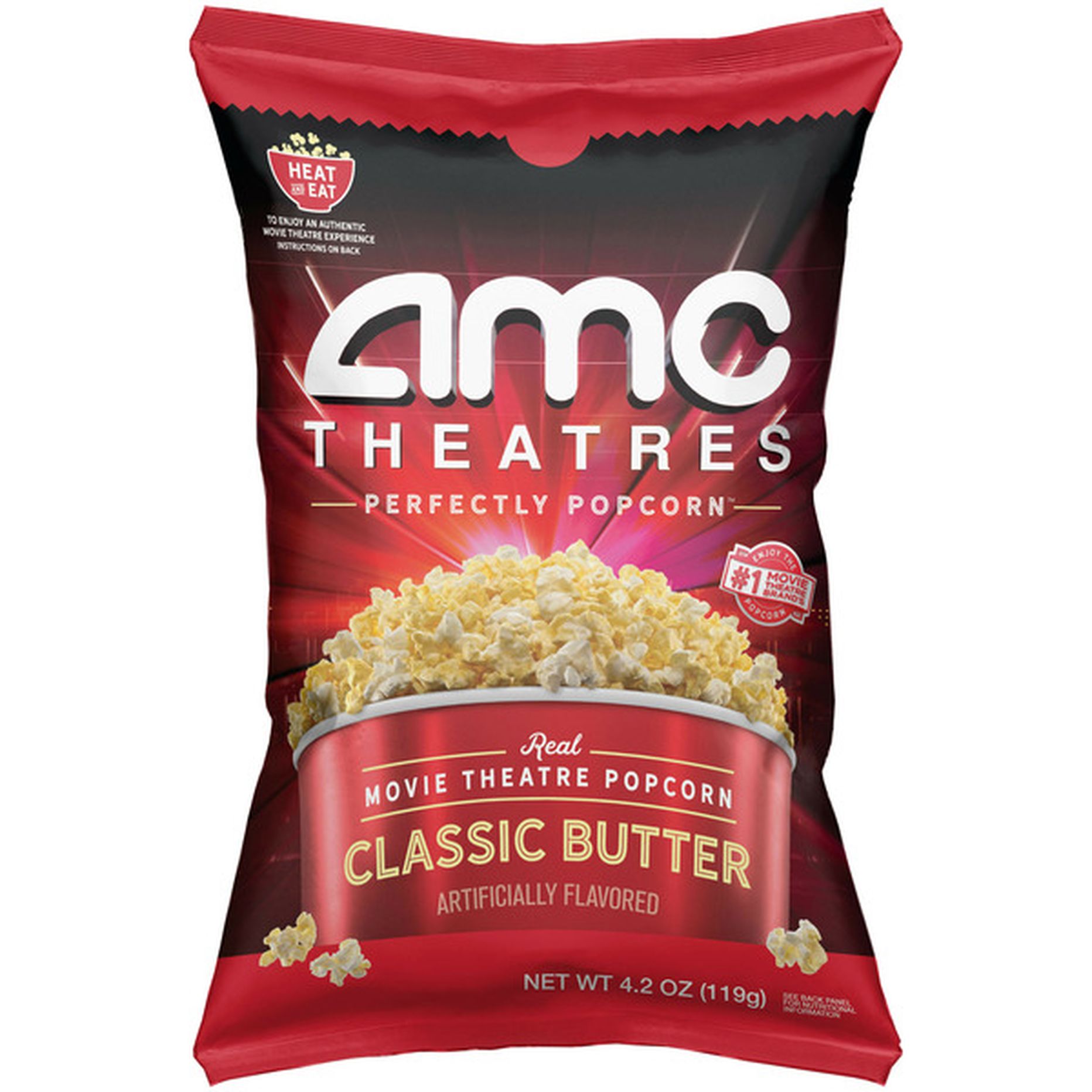 AMC Theatres Ready to Eat Popcorn, Classic Butter (4.2 oz) Delivery or  Pickup Near Me - Instacart