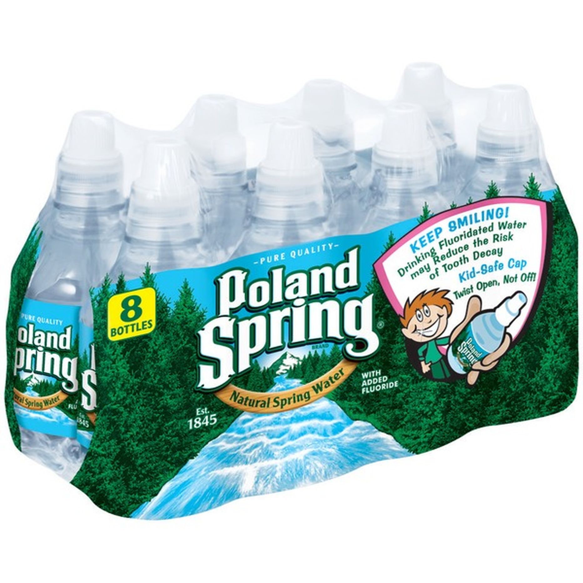 Poland Spring with Added Fluoride Natural Spring Water (8 fl oz 