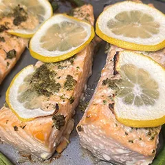 Sheet Pan Herb Crusted Salmon & Green Beans