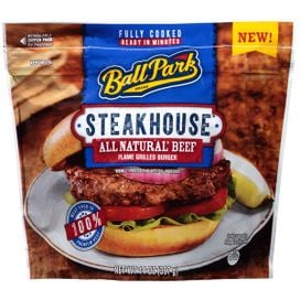 Ball Park Fully-Cooked Flame Grilled Beef Burgers, Frozen (14 oz ...