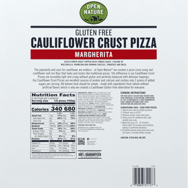 Open Nature Pizza, Gluten Free, Cauliflower Crust, Margherita (11.3 oz ...