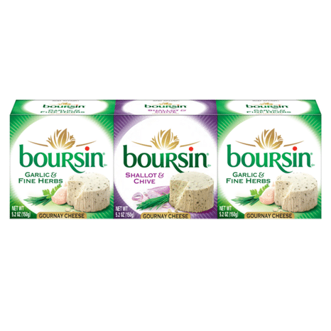 Boursin Garlic & Fine Herbs Shallot & Chive Gournay Cheese (5.2 Oz ...