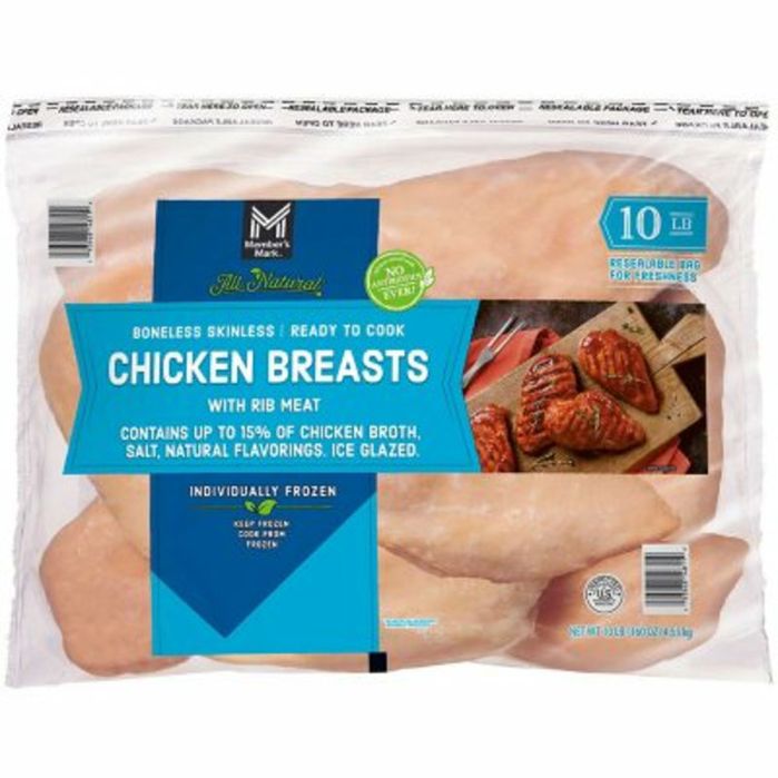 Member's Mark Boneless Skinless Chicken Breasts With Rib Meat (10 lb ...