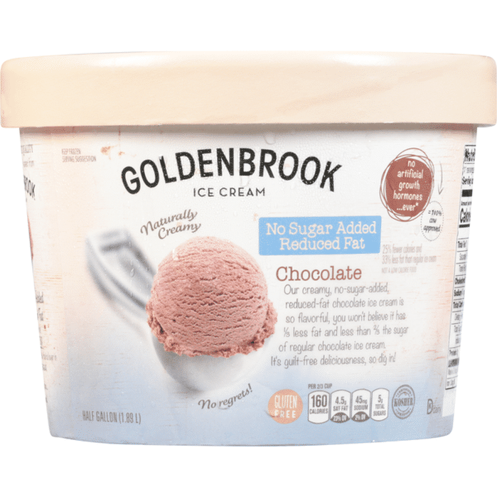 Goldenbrook Ice Cream Premium Chocolate No Sugar Added Reduced Fat