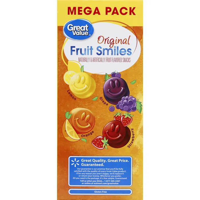 Great Value Fruit Flavored Snacks Original Fruit Smiles Mega Pack