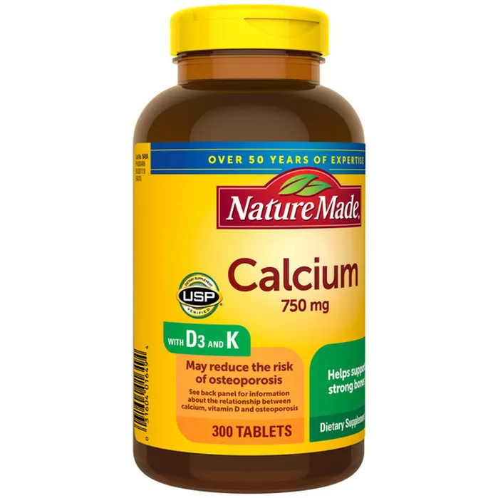 Nature Made Calcium 750 Mg With Vitamin D3 And K Tablets (300 Ct ...