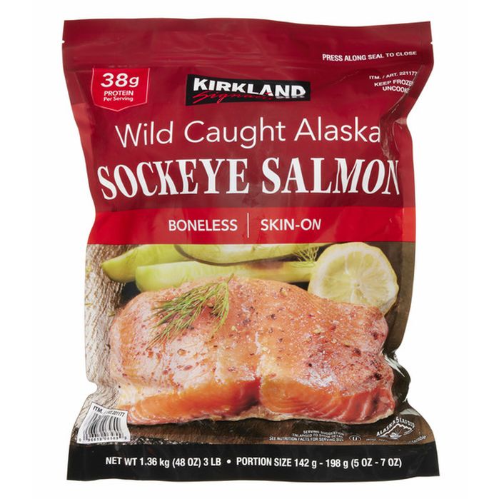 Kirkland Signature Wild Sockeye Salmon, Individually Wrapped, 3 lbs (3 ...