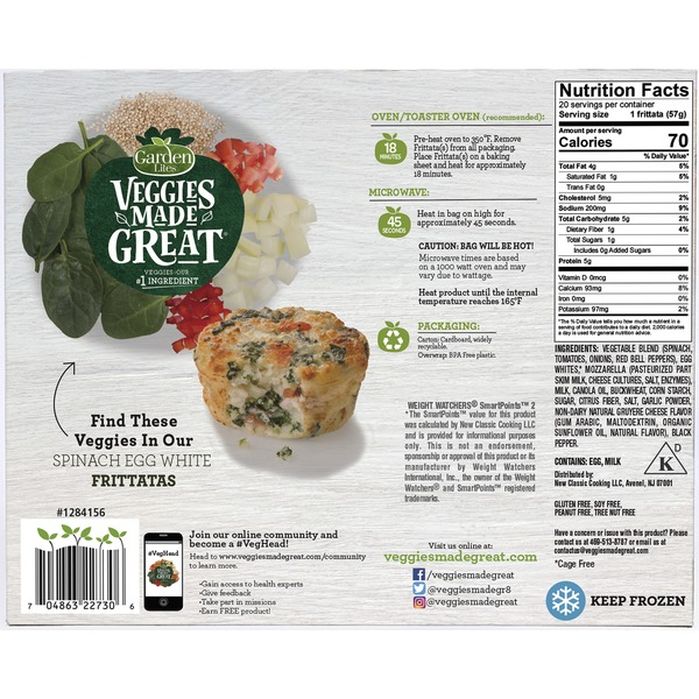 Garden Lites Veggies Made Great Spinach Egg White Frittatas (20 Ct 