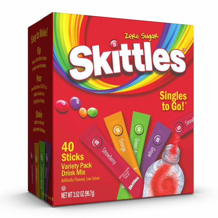 Skittles Zero Sugar, Variety Pack Singles To Go Drink Mix (40 each ...