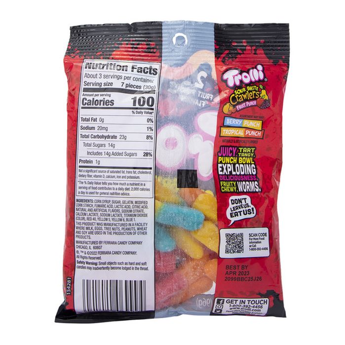 Trolli Sour Brite Crawlers Sour Brite Crawlers Fruit Punch Gummi Candy ...