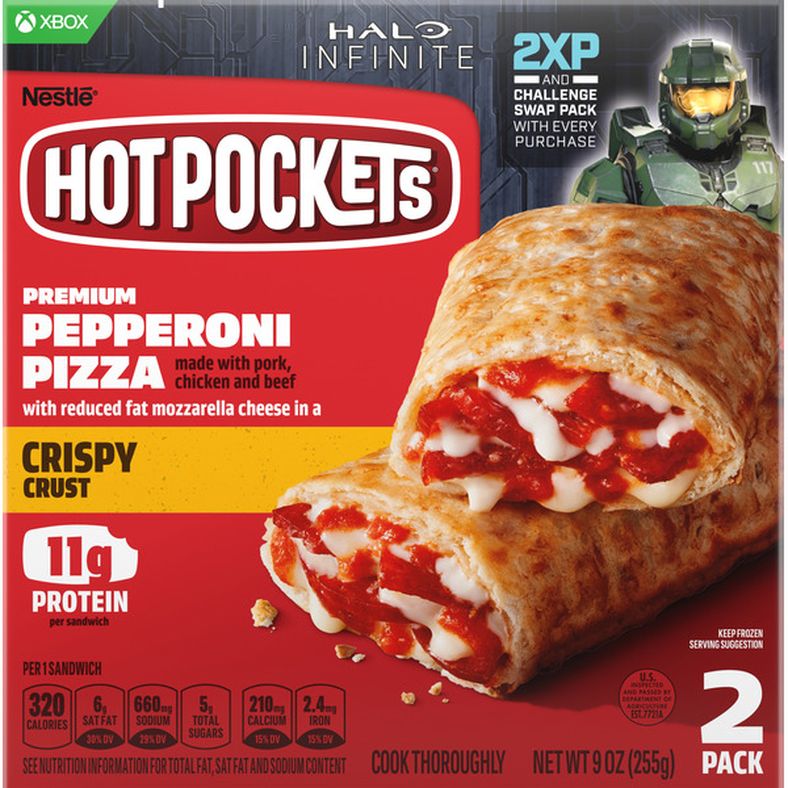 Hot Pockets Pepperoni And Sausage Pizza Garlic Buttery Crust Frozen Snacks 2 Ct Delivery Or