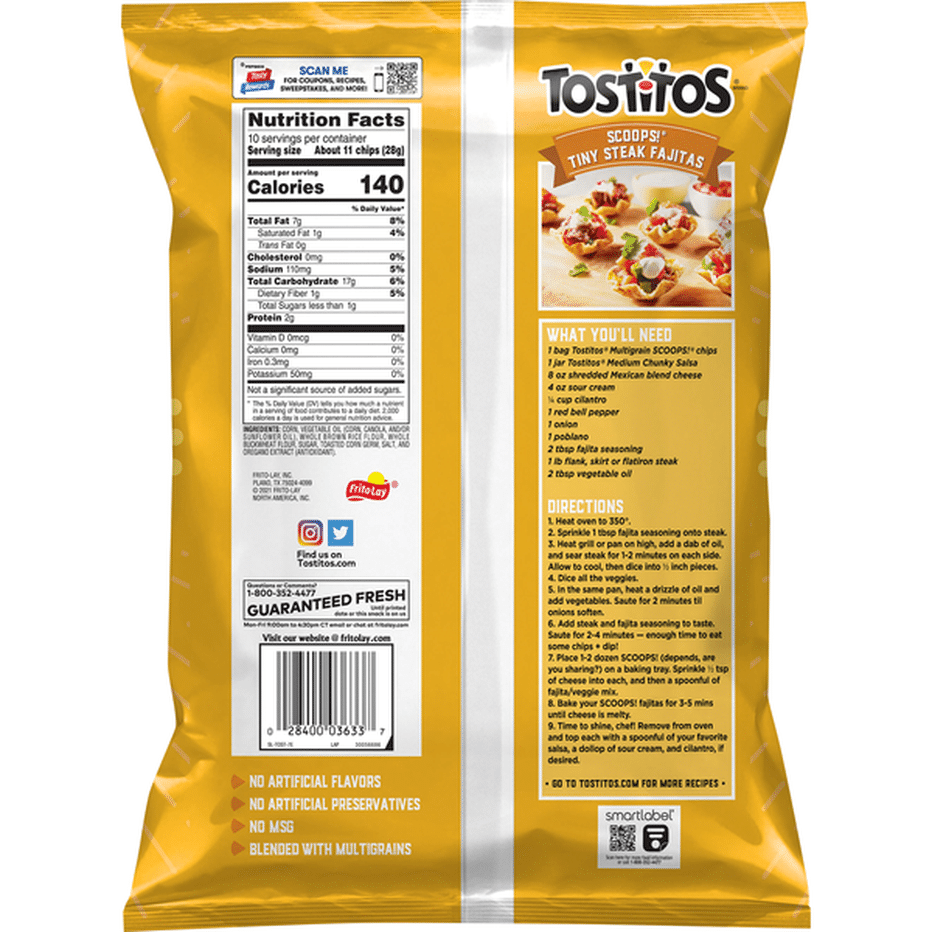 Tostitos Scoops Multigrain Tortilla Chips (10 Oz) Delivery Or Pickup ...