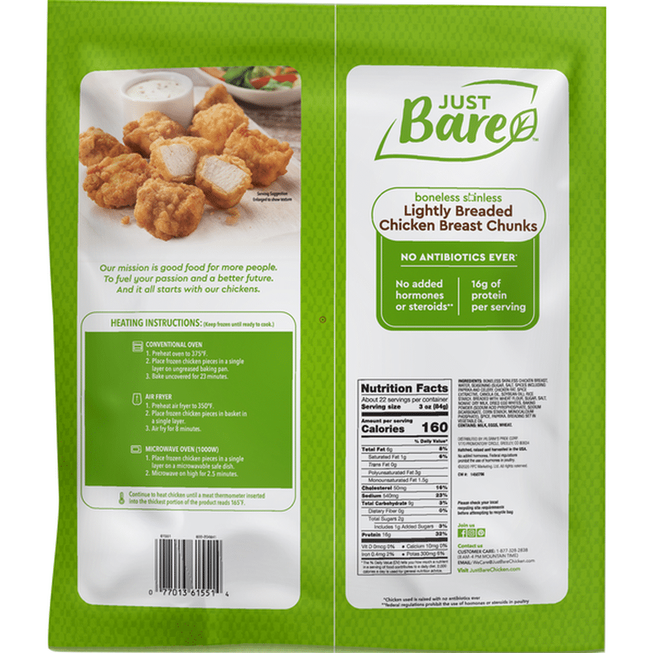 Just Bare Lightly Breaded Chicken Breast Chunks (4 Lb) Delivery Or ...