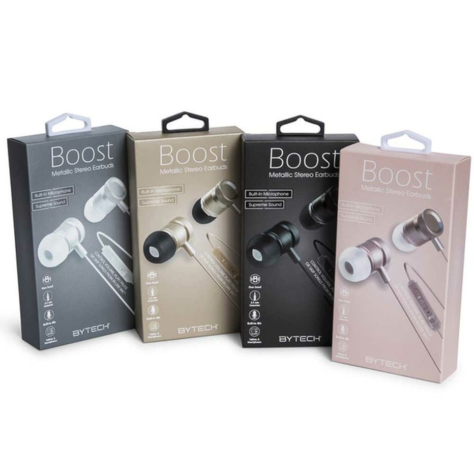 bytech-boost-metallic-stereo-earbuds-with-mic-each-delivery-or-pickup